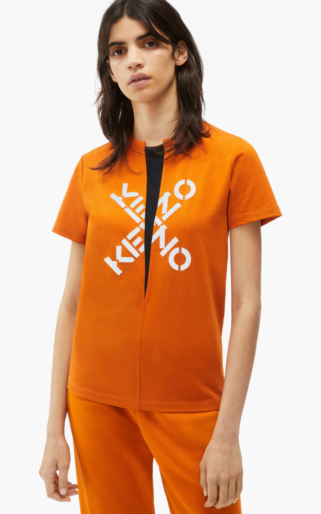 Camiseta Kenzo Big X Sport Feminino - Laranja Escuro | 420RXVCSH